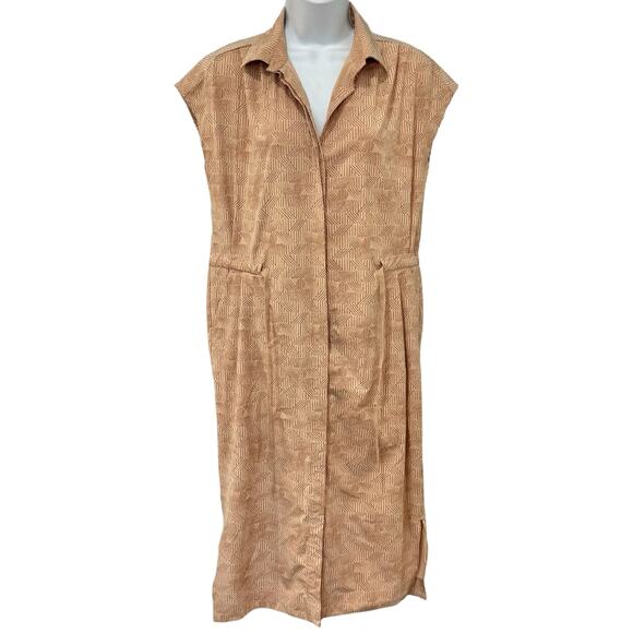 REI Cooperative Tan Brown Drawstring Patterned Shift Short Sleeve Dress size XS - Picture 11 of 13